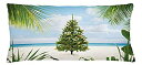 【中古】【輸入品・未使用】Ambesonne クリスマス用クッションカバー ティンセルと装飾の木 トロピカルアイランド 砂浜 パーティーテーマ 装飾アクセント枕...