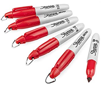 【中古】【輸入品 未使用】Sharpie ミニ油性マーカー バレットチップ 細字 レッド 6本パック