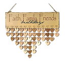 【中古】【輸入品 未使用】Rosenice Family Friends Woodenカレンダーボード誕生日ギフト友人DIYホームパーティー装飾用( 1 Plaque 1ロープ 50ハート木製スライス)