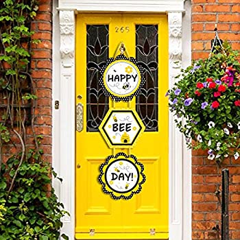 【中古】【輸入品・未使用】Faisichocalato DIY バンブルハチ 誕生日 ドアサイン Happy Bee Day 誕生日パーティー ポーチ 壁掛けデコレーション
