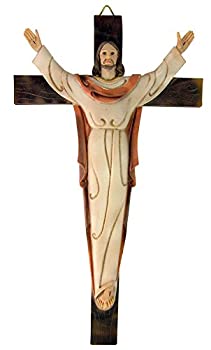 šۡ͢ʡ̤ѡRisen Christ on Cross 33cm Resin Wall Crucifix for Home o...