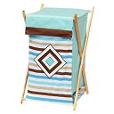 【中古】【輸入品・未使用】Bacati Diamonds and Stripes Aqua and Chocolate Hamper by Bacati