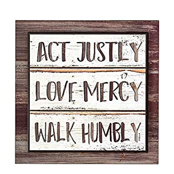 楽天スカイマーケットプラス【中古】【輸入品・未使用】Act Justly Love Mercy Walk Humbly 12 x 12インチ 木製装飾サイン 飾り板