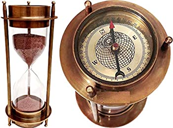 【中古】【輸入品・未使用】THORINSTRUMENTS (デバイス付き) 海上真鍮コンパステーブル装飾付き7%ダブルクォーテ% 航海真鍮の砂のタイマー砂時計 真鍮