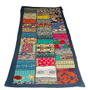 【中古】【輸入品・未使用】Tribe Azure PurpleTable Runner 100% Cotton 46cm x 130cm Hand Embroidered Boho Bohemian Colourful Patchwork Indian Decoration Decor Tape