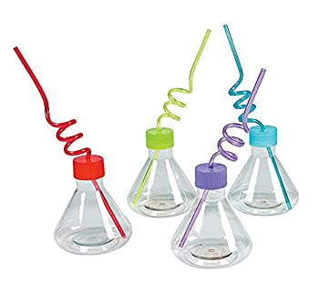 【中古】【輸入品・未使用】8 science party Cups with silly loop straws - Plastic reusable