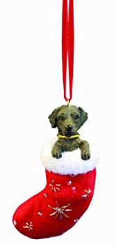 【中古】【輸入品・未使用】Chocolate Labrador Christmas Stocking Ornament with Santa's Little Pals Hand Painted and Stitched Detail by E&S Pets