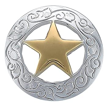 【中古】【輸入品・未使用】Belts.com メンズ 西彫刻テキサスレンジャースターコンチョ10個入り 1.5%ダブルクォーテ% ポリッシュシルバーとゴールド