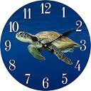 【中古】【輸入品・未使用】13インチ x 13インチ カメ 木製 壁掛け時計 ホーム 壁装飾 海洋 海岸 海 ビーチ