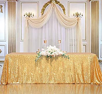 【中古】【輸入品 未使用】(230cm x 230cm カンマ Gold) - B-COOL Gold 230cm x 230cm SEQUIN TABLECLOTH Rectangle Wedding Tablecloth Sparkly Sequin Fabric tablecloth f