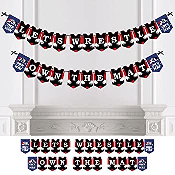 【中古】【輸入品・未使用】Big Dot of Happiness Own the Mat レスリング パーティーバンティングバナー レスラーパーティーデコレーション Wrestle Own the Mat
