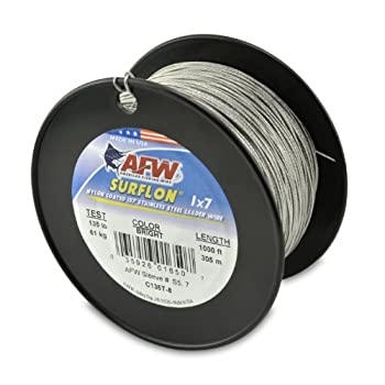 šۡ͢ʡ̤ѡ(300m%% 9.1kg Test%% Bright) - American Fishing Wire Surflon Nylon Coated 1x7 Stainless Steel Leader Wire