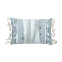 【中古】【輸入品・未使用】Foreside Home & Garden 14X22 手織り ナイラブルー 枕 ホワイト