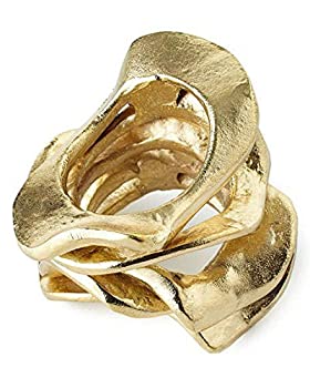 【中古】【輸入品・未使用】Kim Seybert Flux Napkin Ring Gold - Set of 4