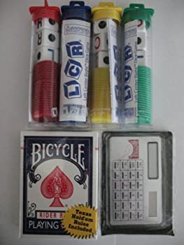 【中古】【輸入品 未使用】4 Sets LCR Plus Deck Bicycle Playing Cards Plus Bicycle Solar Powered Calculator Family Game Night