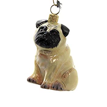 【中古】【輸入品・未使用】Joy to the World Collectibles European吹きガラスペットオーナメント、パグ子鹿