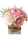 【中古】【輸入品・未使用】Sweet Home Deco 8インチ シルク ローズ 牡丹 紫陽花 ミックスフラワーアレンジメント 木製花瓶付き ウェディング ホームデコレーション