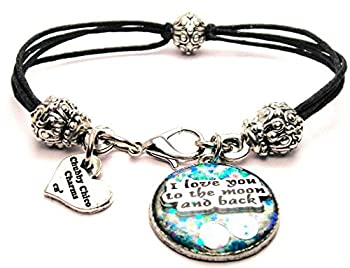 【中古】【輸入品・未使用】ChubbyChicoCharms I Love You To The Moon And Back Blue Glitter樹脂、ピュータービーズブラックワックスコットンコードブレスレット、2.5?&qu 【中古】【輸入品・未使用】ChubbyChicoCharms I Love You To The Moon And Back Blue Glitter樹脂、ピュータービーズブラックワックスコットンコードブレスレット、2.5?&qu