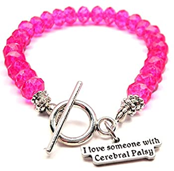 【中古】【輸入品・未使用】I Love Someone With脳性麻痺クリスタルToggle Bracelet Inホットピンク