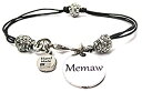 【中古】【輸入品・未使用】ChubbyChicoCharms Memaw、ピュータービーズブラックワックスコットンコードブレスレット、2.5?"(4)