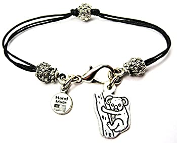 【中古】【輸入品・未使用】ChubbyChicoCharmsコアラのツリー、ピュータービーズブラックワックスコットンコードブレスレット、2.5?"