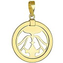 【中古】【輸入品・未使用】14K イエローゴールド リバーシブル ラウンド 双子座 ツインズ 星座 ペンダント
