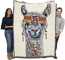 【中古】【輸入品・未使用】Hippie Llama - Carolee Vitaletti - コットン織ブランケットスロー - 米国製 (72x54)