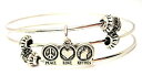 【中古】【輸入品・未使用】ChubbyChicoCharms Peace Love Kitties 拡張可能 ワイヤー トリプルスタイル バングルブレスレット 2.5インチ