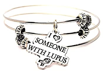 ChubbyChicoCharms I Love Someone With Lupus Expandable Wire Tripleスタイルバングルブレスレット、2.5?&quot;