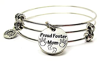 【中古】【輸入品・未使用】ChubbyChicoCharms Proud Foster Mom Expandable Wire Tripleスタイルバングルブレスレット、2.5?&quot;
