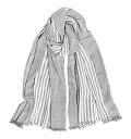 【中古】【輸入品・未使用】GERINLY コットンリネン スカーフ メンズ ストライプ クリンクルロングスカーフ US サイズ: Medium カラー: グレー