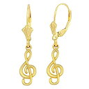 楽天スカイマーケットプラス【中古】【輸入品・未使用】Fine 14?KイエローゴールドTreble G Clef Music Note Dangle Earrings