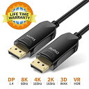 【中古】【輸入品・未使用】DPファイバーケーブル 25フィート BIFALE Displayport 光ファイバーケーブル 高速 32.4 Gbps 8K@60Hz 4K@165Hz 2K@144Hz DP1.4 Fiber DP to DPケ(2)