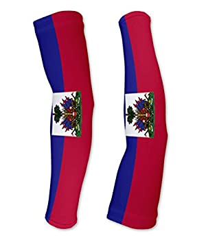 šۡ͢ʡ̤ѡ(Medium) - Haiti Flag Compression Arm Sleeves UV Protection Unisex - Walking - Cycling - Running - Golf - Baseball - Basketball