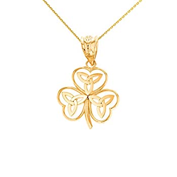 【中古】【輸入品・未使用】10?K黄色ゴールドシャムロックペンダントネックレスwith Celtic Trinity Knot