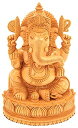 【中古】【輸入品 未使用】CraftVatika Wooden Ganesh Statue - Hand Carved Sitting on Mouse- Lord Ganesha Wood Sculpture Elephant Hindu Deity God Figurine