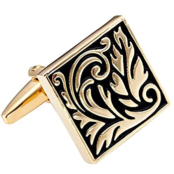 楽天スカイマーケットプラス【中古】【輸入品・未使用】ImpressiveエジプトスタイルスクロールパターンステンレススチールCufflinks for Men （ゴールド、ブラック）