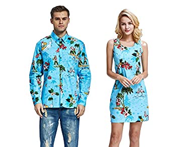 【中古】【輸入品・未使用】ハワイHangover Couple MatchingハワイアンルアウクルーズChristmas Outfitシャツドレスサンタレッド カラー: ブルー 【中古】【輸入品・未使用】ハワイHangover Couple MatchingハワイアンルアウクルーズChristmas Outfitシャツドレスサンタレッド カラー: ブルー