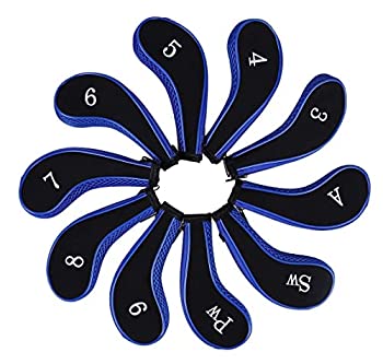 šۡ͢ʡ̤ѡ(Blue) - HISTAR 10pcs Golf Club Headcovers Head Cover Iron Protect Set long neck 4 colours optional