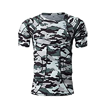 【中古】【輸入品・未使用】(XXL(80-100kg)%カンマ% Padded Shirt) - TUOYR Body Safe Guard Padded Compression Sports Short Sleeve Protective Camo T-Shirt Shoulder Rib C