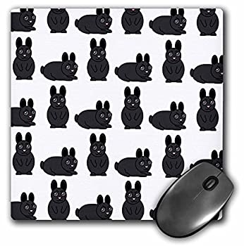 3droseキュートブラックLittle Rabbit Grumpy Bunnyプリント???マウスパッド、8?by 8?%ダブルクォーテ% ( MP _ 25326?_ 1?)