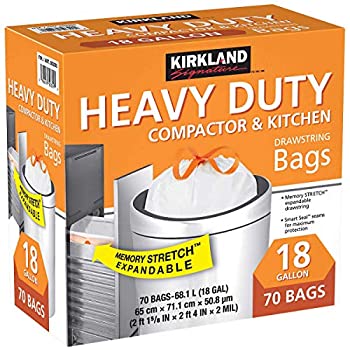 šۡ͢ʡ̤ѡKirkland Compactor Bags%% 18 Gallon%% Smart Fit Gripping Drawstring%% 70 ct by Kirkland Signature