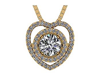 yÁzyAiEgpz(yellow-gold-plated- Large) - NANA Circle in Heart Dancing Stone Pendant S-Silver & CZ with 0.8mm 22%_uNH[e% Adjustable Box Chain