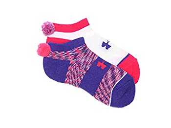 【中古】【輸入品・未使用】Under Armour Girl`s No Show Socks With Pom 2 Pack (Violet(1310247-975)/White%カンマ% Youth Large)