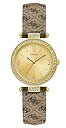 【中古】【輸入品・未使用】GUESS Women's QUARTZ ANALONG WATCH 32mm Brown Leather Band Gold Pla...