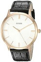 【中古】【輸入品・未使用】GUESS Men's U0664G4 Dressy Rose Gold-Tone Watch with Plain White Dial and Genuine Leather Strap Buckle