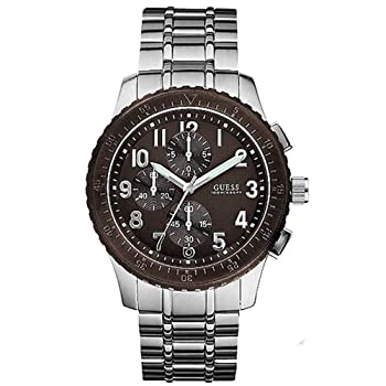 【中古】【輸入品・未使用】Guess Men's U13604G1 Silver Stainless-Steel Quartz Watch with Brown Dial