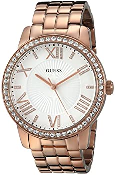 yÁzyAiEgpzGUESS Women's U0329L3 Dazzling Oversized Rose Gold-Tone Watch with Genuine Crystals