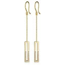 【中古】【輸入品・未使用】14K イエローゴールド スワロフスキー キュービックジルコニア ダングルバーイヤリング
