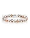 【中古】【輸入品・未使用】The Pearl Source 14Kゴールド 7-8mm AAAA品質 ラウンド マルチカラー 淡水養殖真珠ブレスレット レディース